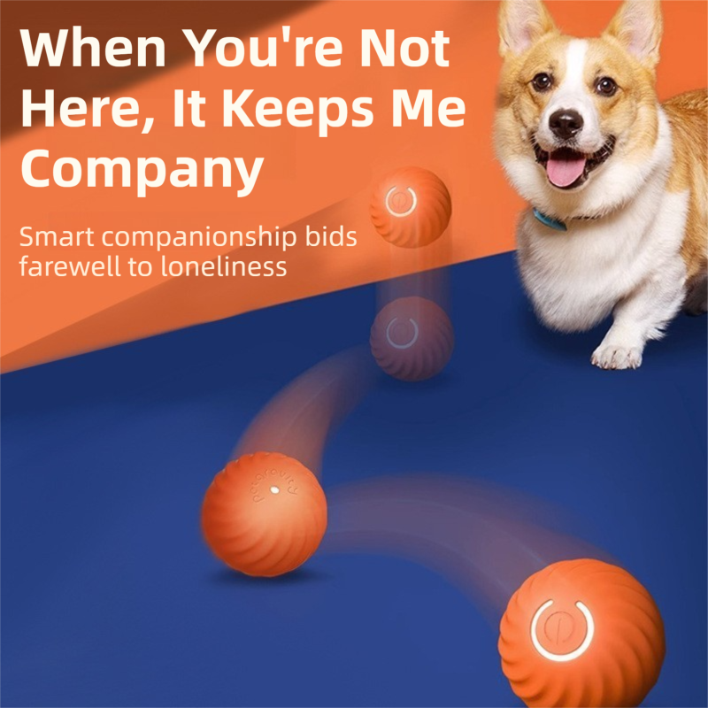 Blue Interactive Gravity Bouncing Dog Toy Ball(56MM) - Smart Automatic Teasing Pet Toy, Durable TPR with Yellow Sea Urchin Cover