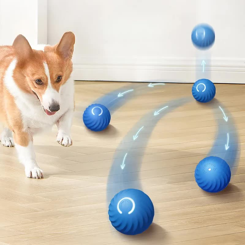 Orange Interactive Gravity Bouncing Dog Toy Ball(56MM) - Smart Automatic Teasing Pet Toy, Durable TPR with Yellow Sea Urchin Cover