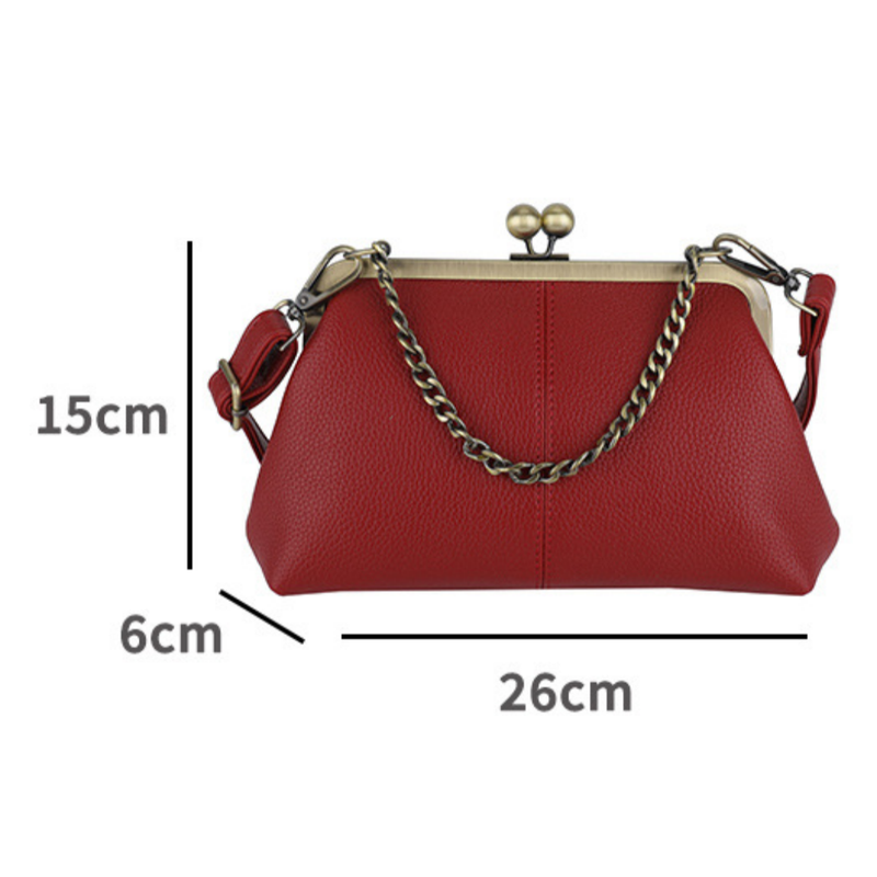 Pink Retro Women's Shell Handbag - European Style Clip Lock Closure PU Clutch/Shoulder Bag with Chain Strap