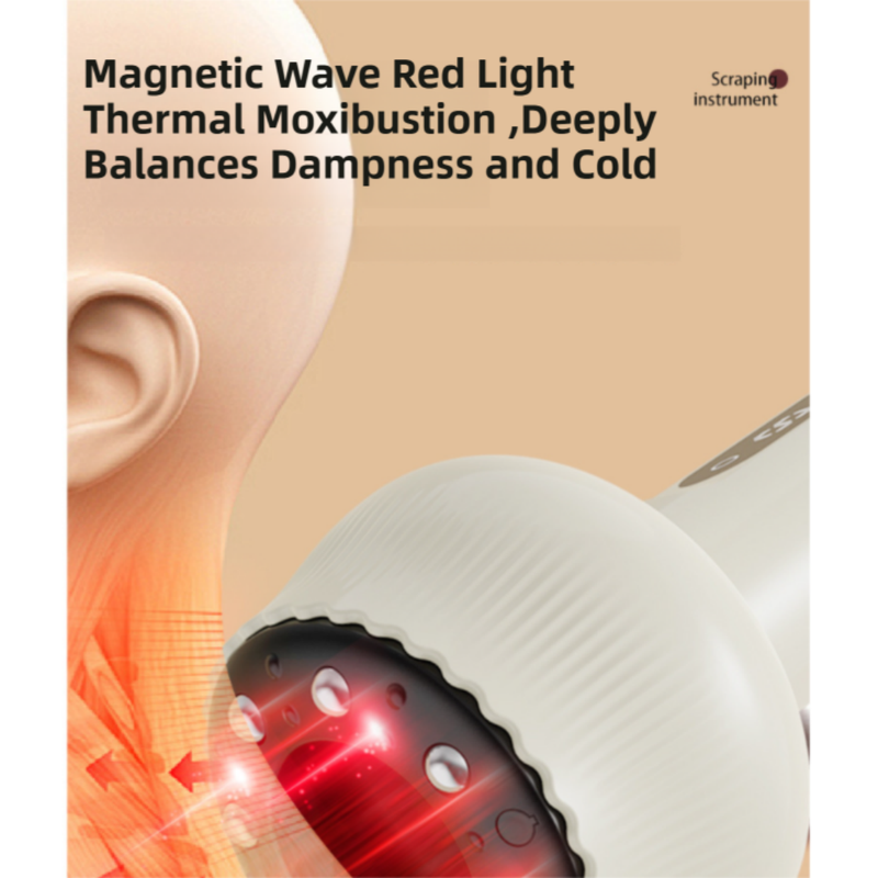 2-in-1 Portable Electric Gua Sha Meridian Massager Tool - 9-Gear Vibration & Soothing Heat Therapy with Red Light Heat and Magnetic Wave