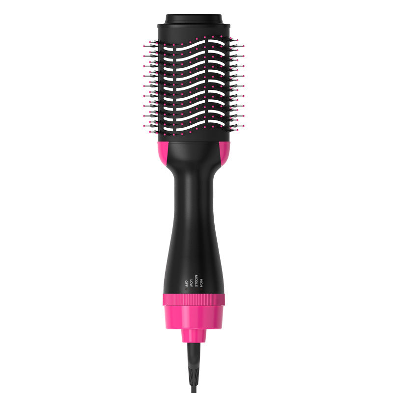 2-in-1 Black-Pink Negative Ion Hot Air Styler Brush - 7-Level Temp &amp; 3-Gear Speed, Fast Drying Blow Dryer &amp; Volumizing Straight/Curling Comb