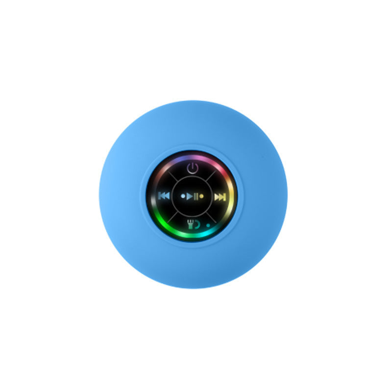 Blue IPX4 Waterproof Portable Bluetooth Shower Speaker with Suction Cup &amp; LED Light - Multi-Use As Phone Stand, Built-in Mic for Hands-Free Calling
