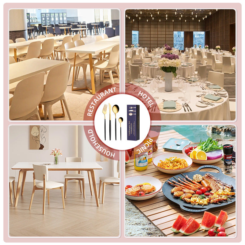 30-Piece Gold Portuguese Style Cutlery Set - Mirror Polished 410 Stainless Steel Dinnerware for 6 (Steak Knives Included)