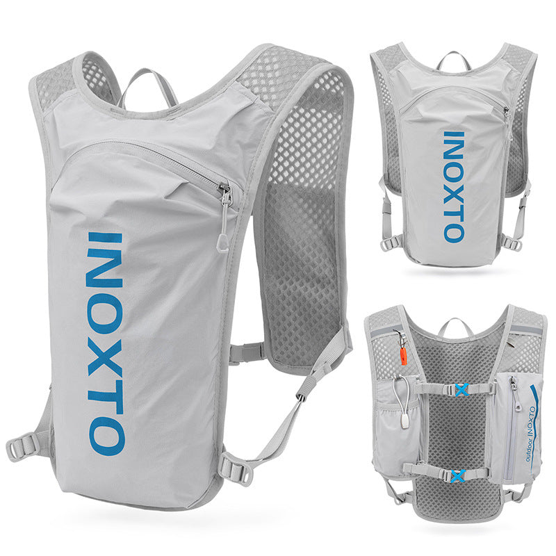 Grey-Blue 5L Ultra-Light Hydration Running Vest - Quick-Dry Trail Running &amp; Marathon Backpack with Night Reflective Safety