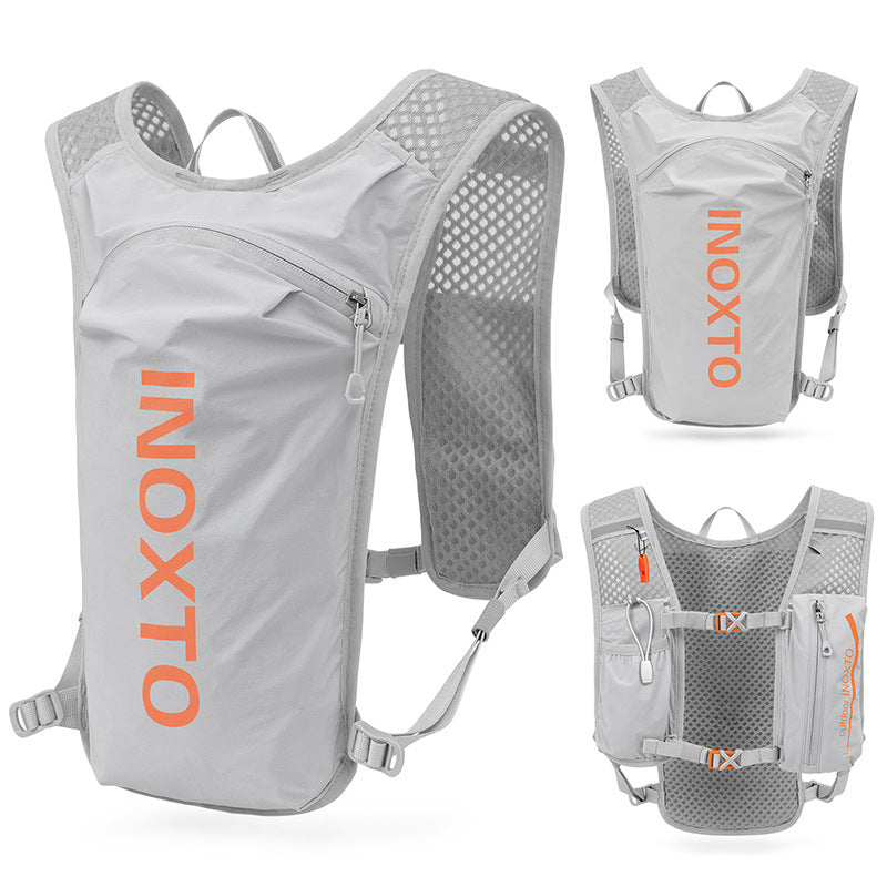 Grey-Orange 5L Ultra-Light Hydration Running Vest - Quick-Dry Trail Running &amp; Marathon Backpack with Night Reflective Safety