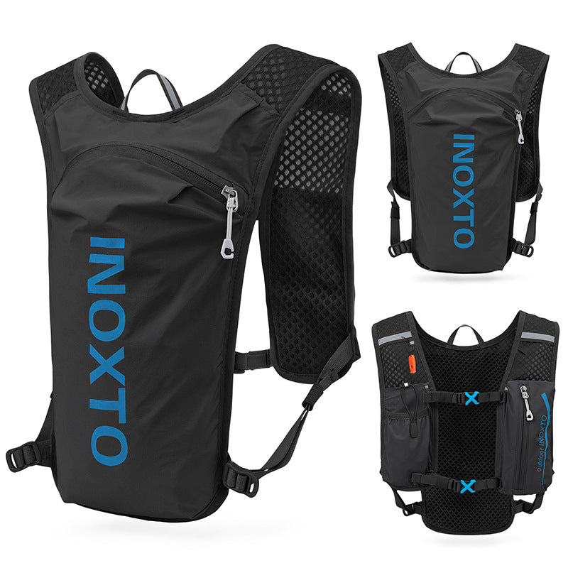 Black-Blue 5L Ultra-Light Hydration Running Vest - Quick-Dry Trail Running &amp; Marathon Backpack with Night Reflective Safety