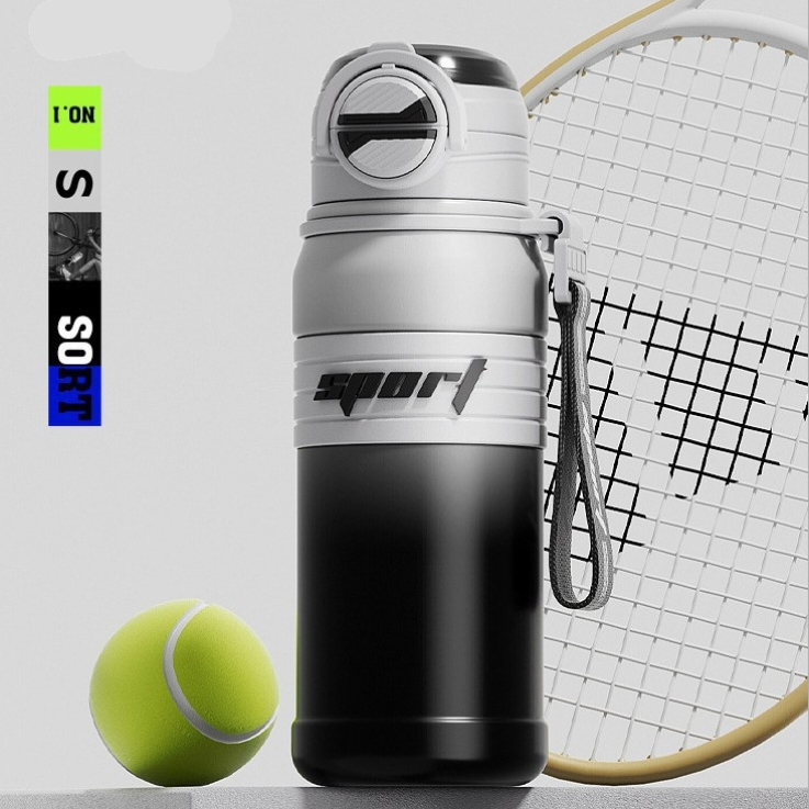 White 680ml Large Capacity Sports Insulated Tumbler - 316 Stainless Steel Straw Water Bottle, Dual-Use Lid for Travel & Outdoors