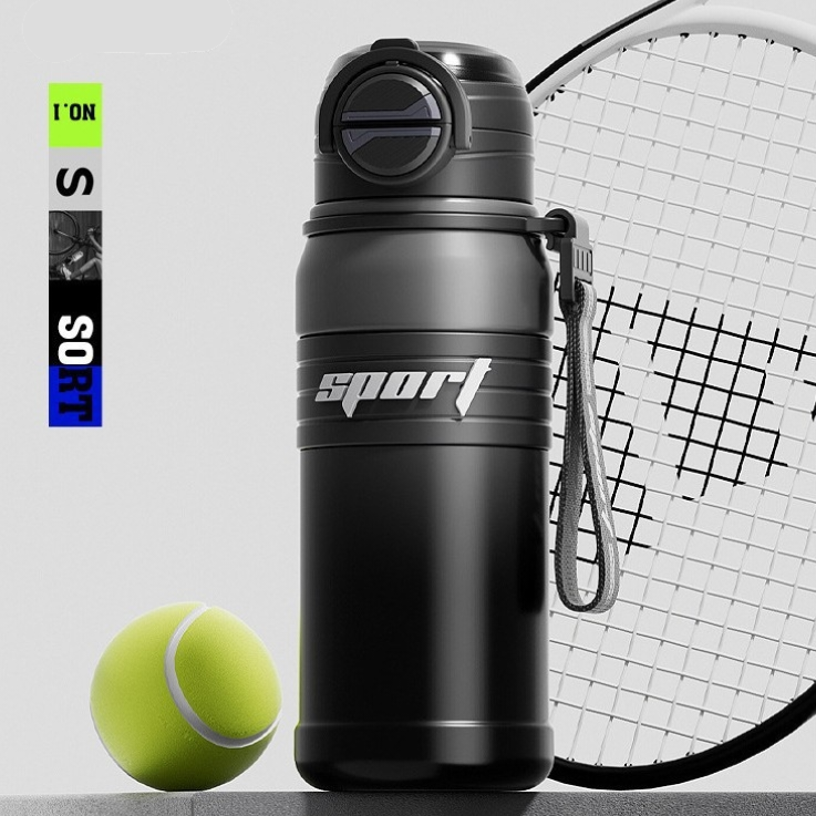 2-Pack Black 680ml Large Capacity Sports Insulated Tumbler - 316 Stainless Steel Straw Water Bottle, Dual-Use Lid for Travel &amp; Outdoors