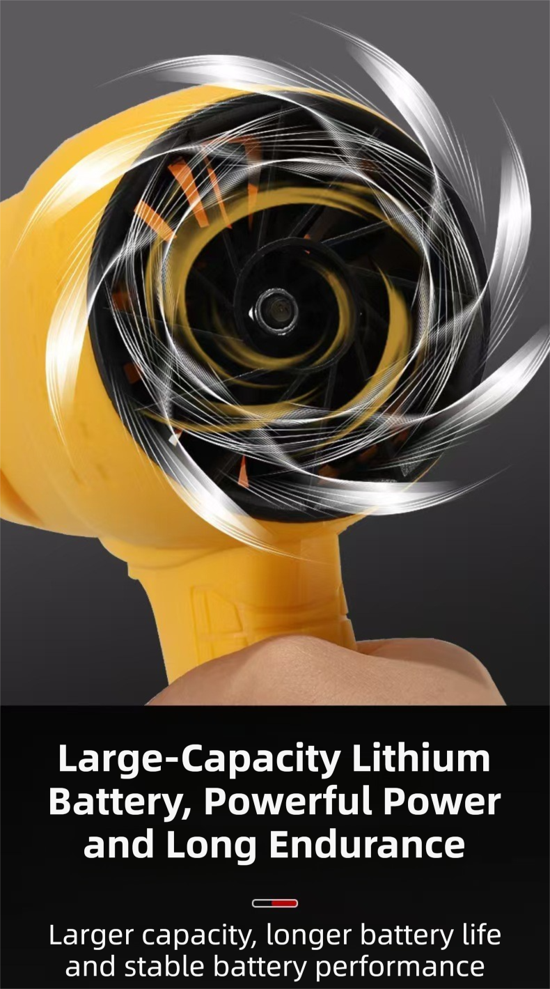 Black Ultra-High Power Cordless Turbine Air Blower With Lithium Battery & Australian Plug Kit - 30,000 RPM High Velocity and Lightweight Operation for Leaf Blowing, Snow Removal & Multi-Use