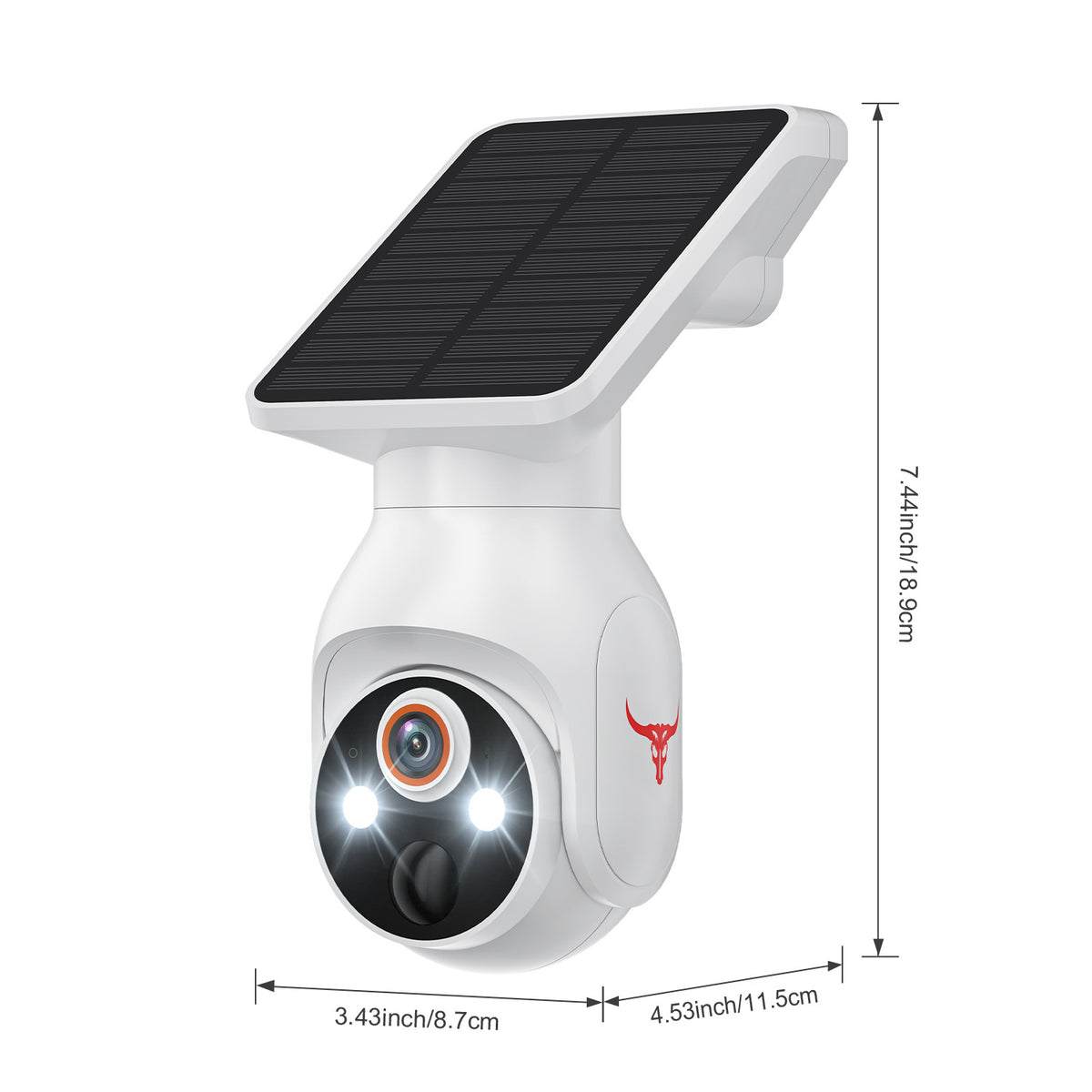White Solar Powered Outdoor Security Camera 1080P - Wireless Smart Home PTZ CCTV with Two-Way Audio, IP65 Waterproof & Colour Night Vision
