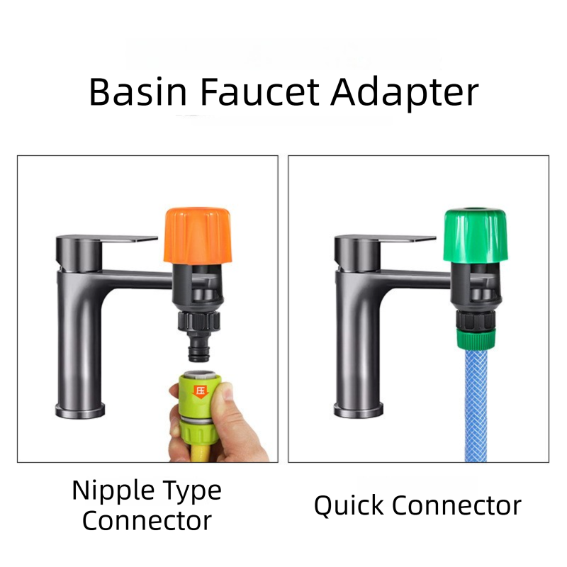 2-Pack Orange Universal Nipple Connector for Mixer Taps up to 3.3CM  -  Plastic Leak-Proof Hose Fitting, Kitchen & Garden Tap Adapter