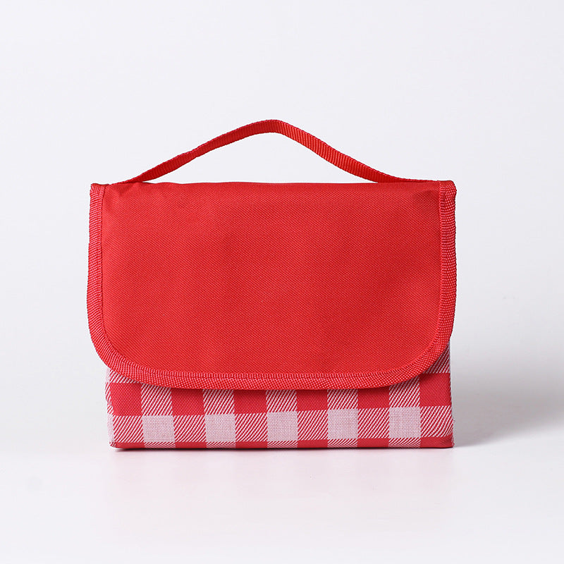 Red and White Plaid Foldable Waterproof &amp; Moisture-Proof Picnic Blanket 150x100CM - 600D Three-Layer Composite Oxford Extra Large Mat for Beach &amp; Camping