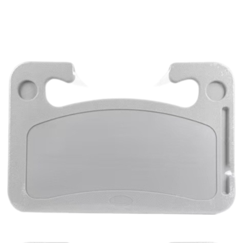 Grey Multi-Functional Car Steering Wheel Tray - Portable Auto Desk for Eating, Laptop, and Drink Holder (42x28CM)