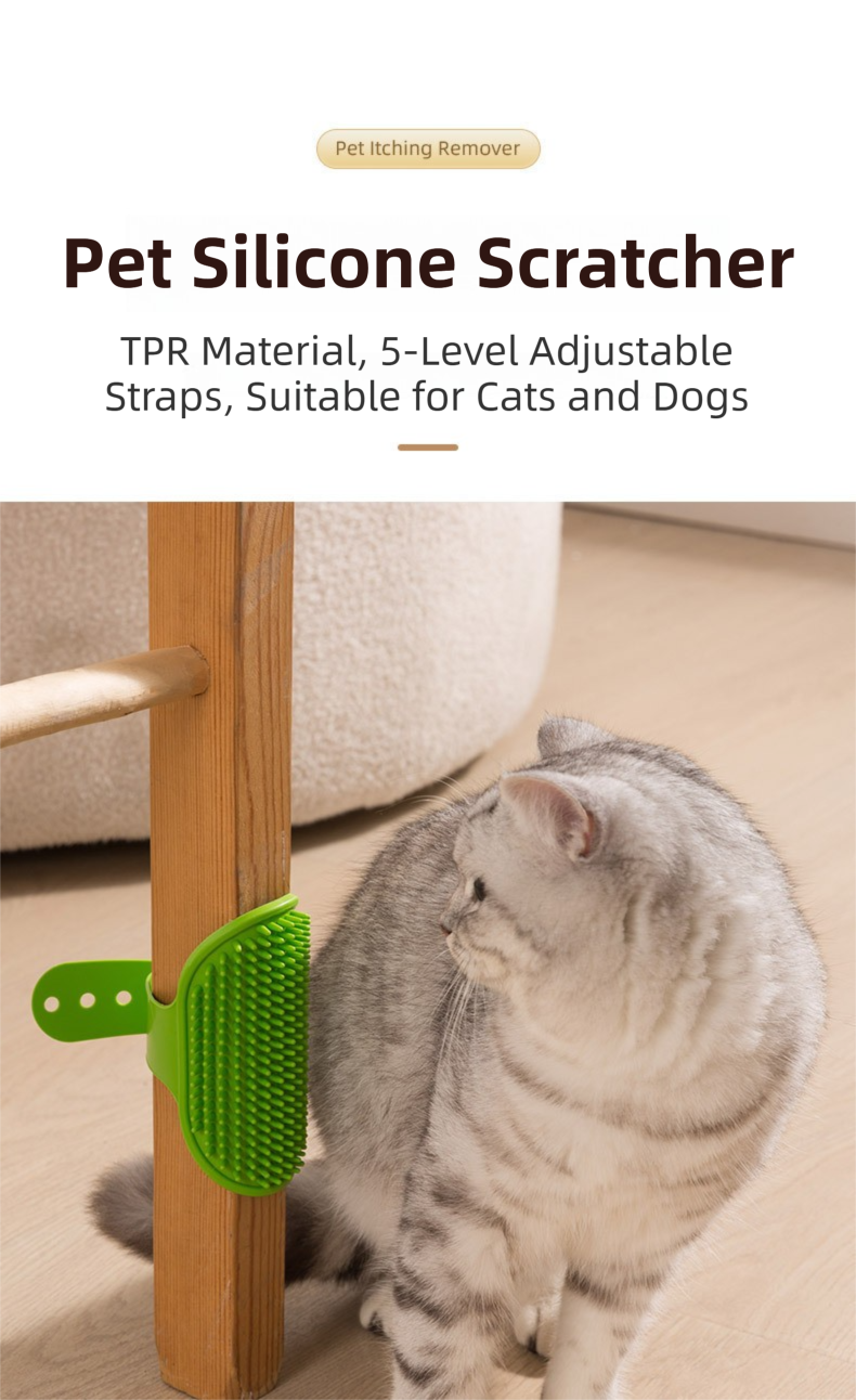 3-Pack Green Multi-Functional Adjustable Silicone TPR Pet Grooming Massage Brush - for De-Shedding, and Furniture Scratching