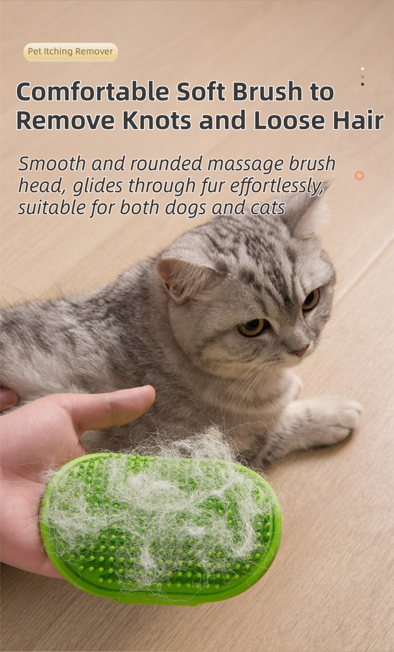 3-Pack Blue Multi-Functional Adjustable Silicone TPR Pet Grooming Massage Brush - for De-Shedding, and Furniture Scratching