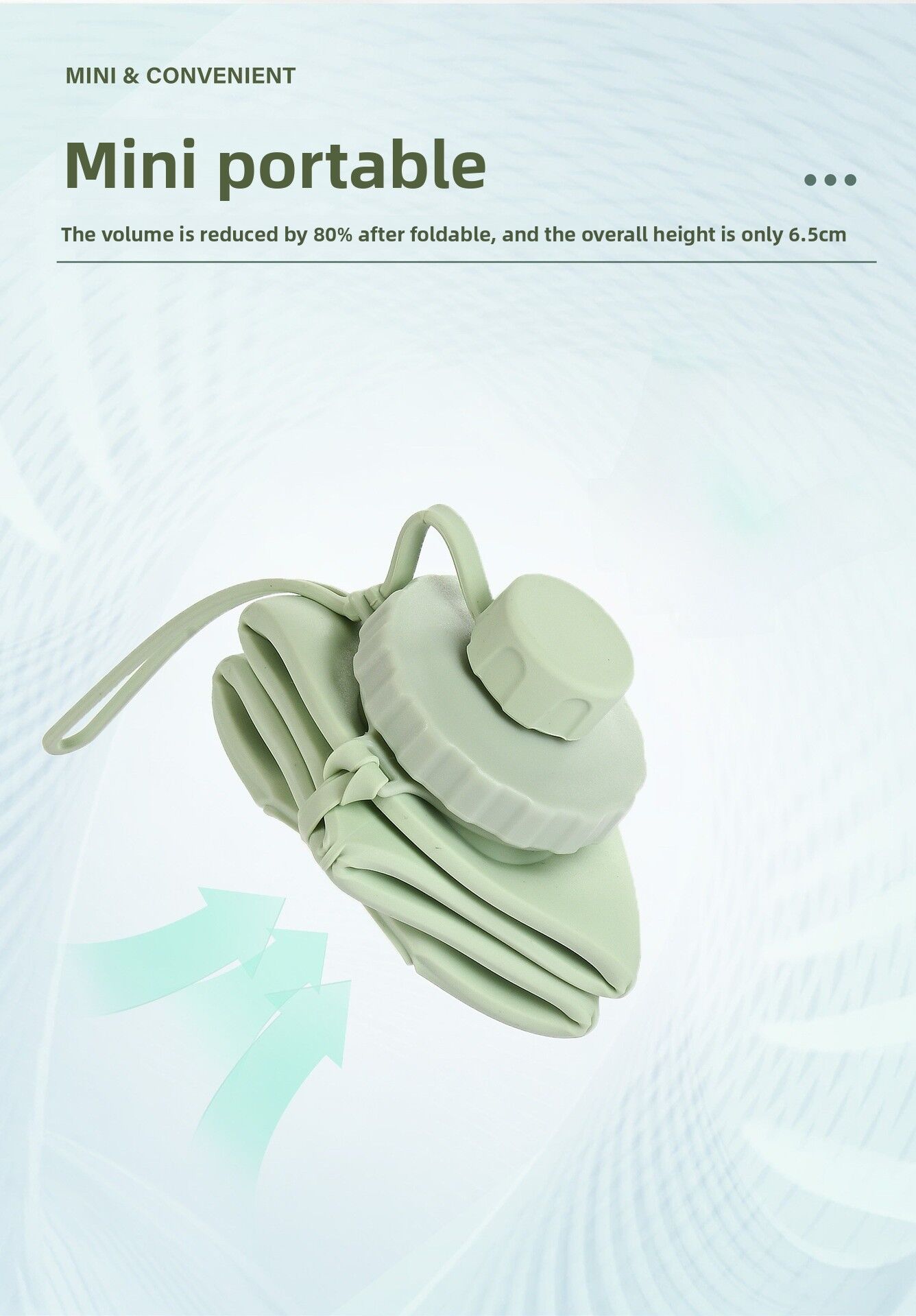 Grey Portable Food Grade Silicone Collapsible Sports Water Bottle 600ML - Folding down 80% , Low High Temperature Resistant