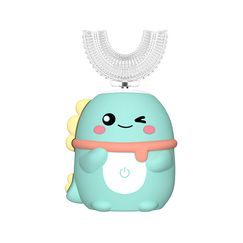 K18 Gray Raccoon 360° U-Shaped Electric Toothbrush Set for Children 2-6 Years Old - Silicone Soft Bristle Oral Cleaner with 6 Modes &amp; 3 Small Brush Heads