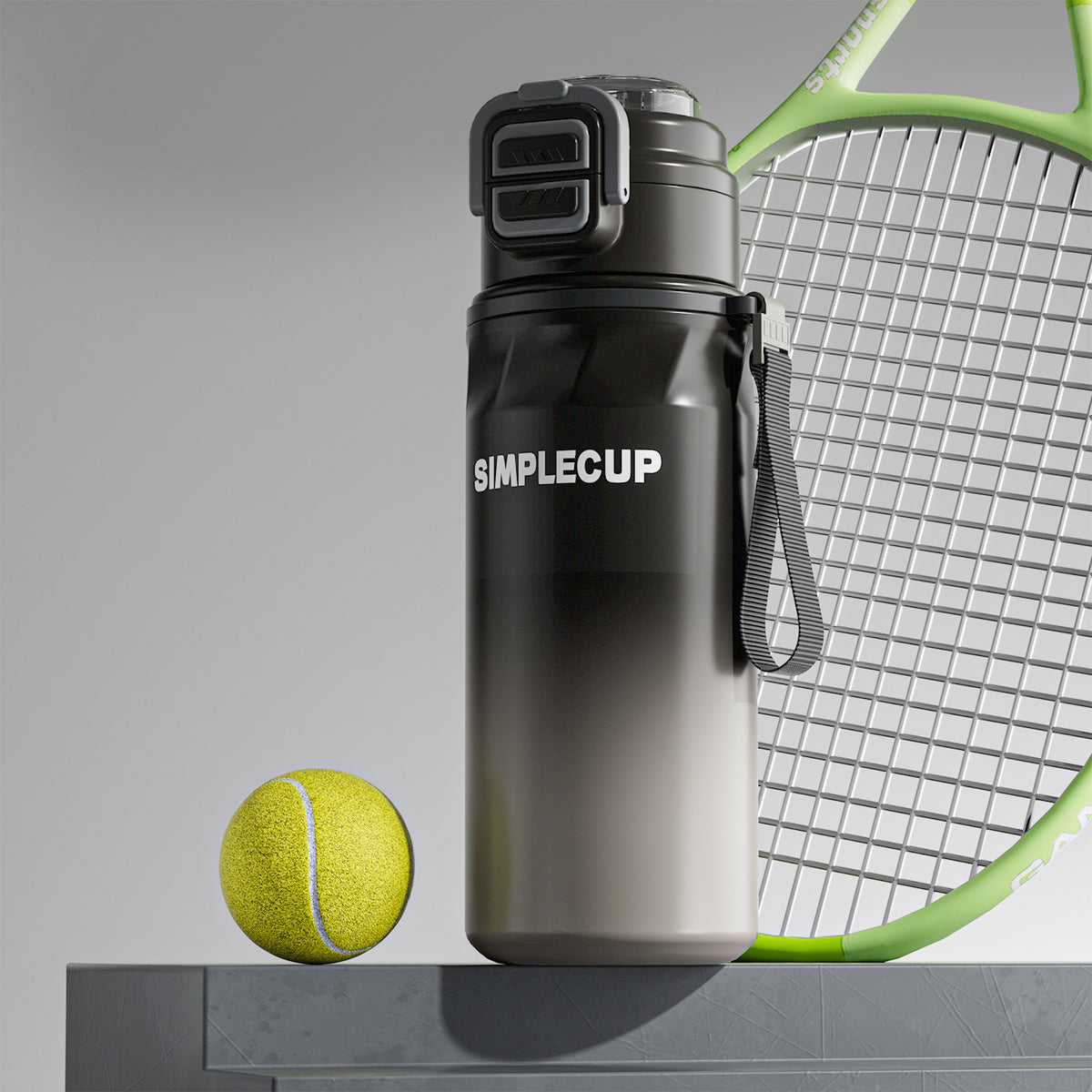 Gradient Black 670ml Large Capacity Sports Insulated Tumbler - 316 Stainless Steel Straw Water Bottle, Dual-Use Lid for Travel &amp; Outdoors