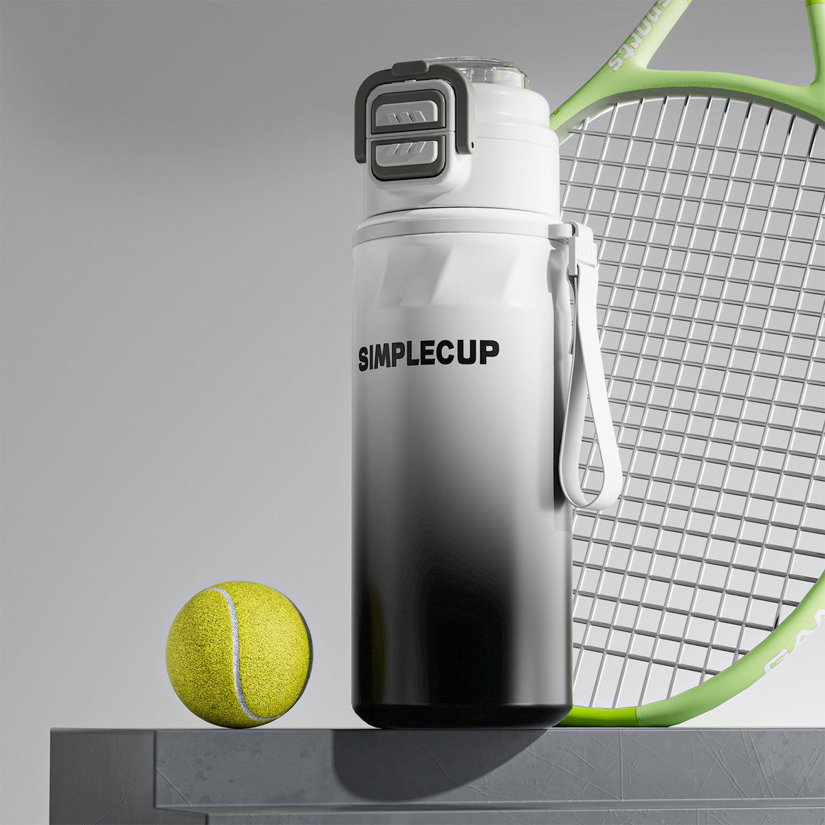 Gradient White 670ml Large Capacity Sports Insulated Tumbler - 316 Stainless Steel Straw Water Bottle, Dual-Use Lid for Travel &amp; Outdoors