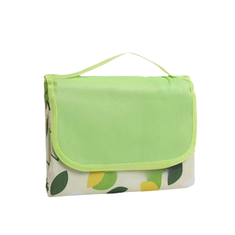 Green Leaf Pattern Foldable Waterproof &amp; Moisture-Proof Picnic Blanket 150x100CM - 600D Three-Layer Composite Oxford Extra Large Mat for Beach &amp; Camping