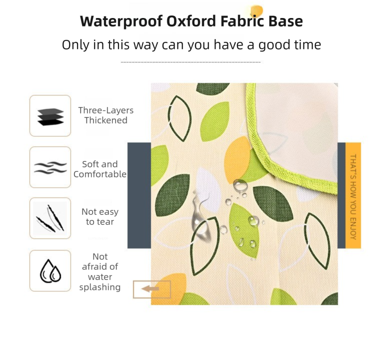 Green Leaf Pattern Foldable Waterproof & Moisture-Proof Picnic Blanket 150x100CM - 600D Three-Layer Composite Oxford Extra Large Mat for Beach & Camping