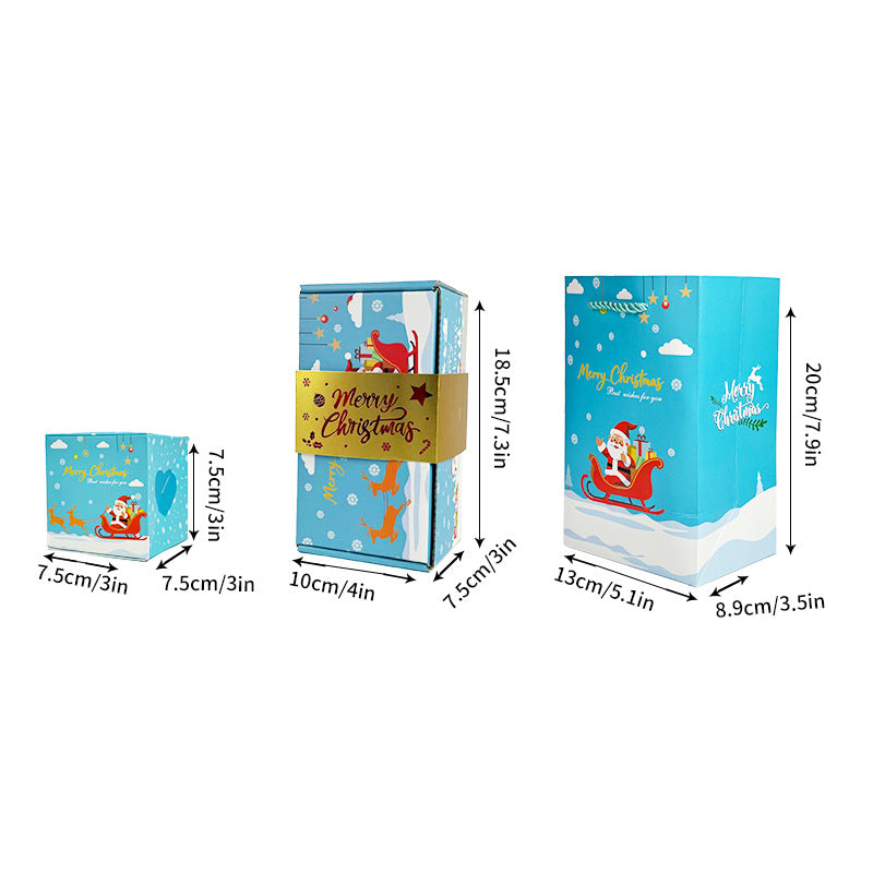 Blue Pop-Up Jumping Gift Box Set (10 Bouncing Boxes) - Christmas / Valentine's Day Creative Surprise Gift Kit for Cash &amp; Tiny Gift