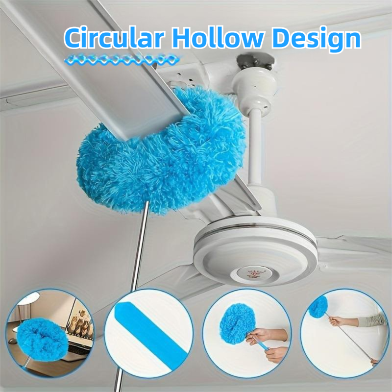 2-Pack Green Telescopic Electrostatic Duster with 360° Hollow Ring Design - Fan Blade Cleaner, High Reach Dust Removal, Multi-Purpose