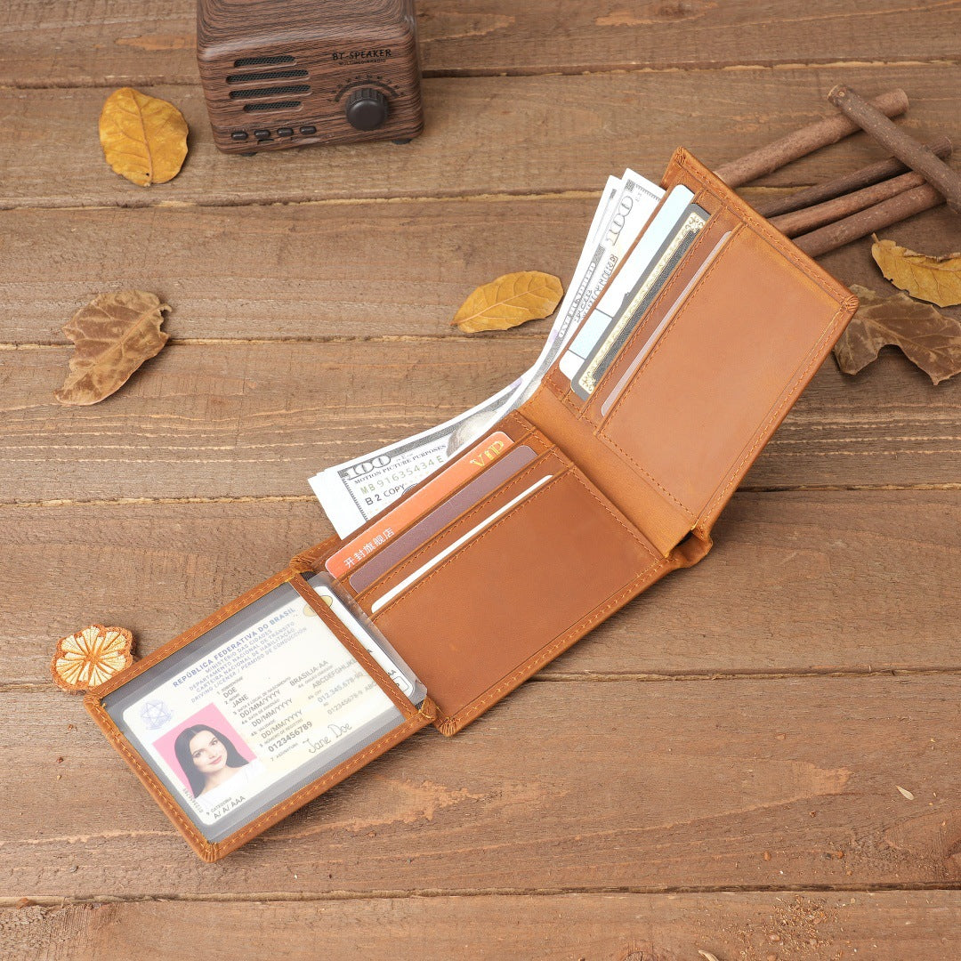 Style 1 To My Son Embossed Genuine Cowhide Leather Men's Wallet (Gift Giver: Love Mom) - Anti-Theft RFID Blocking - Personalized Dad & Mom Gift