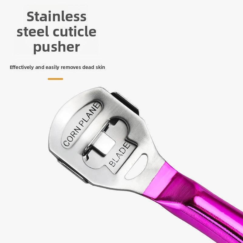 2-Pack Stainless Steel Foot Planer and Callus Remover - Professional Pedicure Tool for Dead Skin and Hard Calluses (Rose Red)