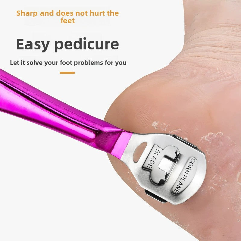 2-Pack Stainless Steel Foot Planer and Callus Remover - Professional Pedicure Tool for Dead Skin and Hard Calluses (Rose Red)