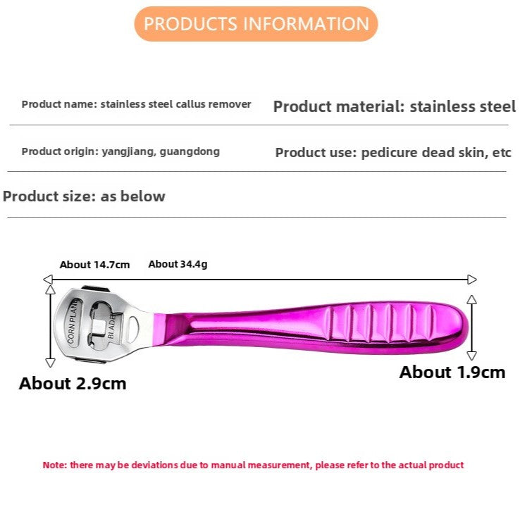 2-Pack Stainless Steel Foot Planer and Callus Remover - Professional Pedicure Tool for Dead Skin and Hard Calluses (Rose Red)
