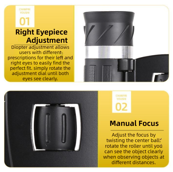 500x25 High Power HD Binoculars - Portable Concert Telescope with Phone Photography Capability, FMC Coated Optics