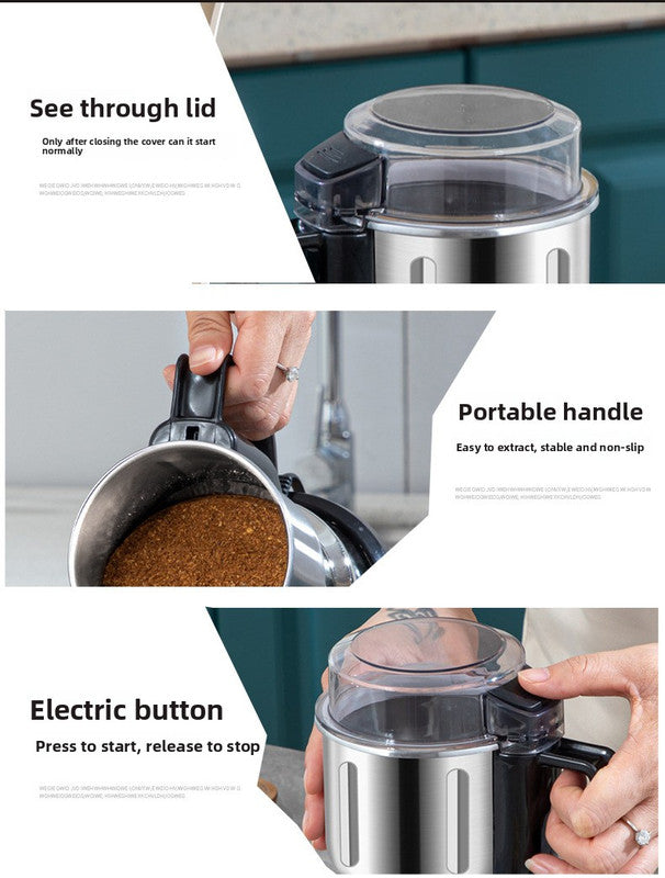 500g Large-Capacity Electric Grinder and Pulverizer with 5 Set Blades - Multi-Function 300W Kitchen Mill for Grains, Spices, Coffee Beans