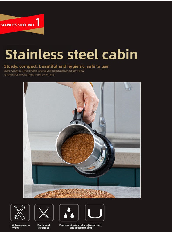 500g Large-Capacity Electric Grinder and Pulverizer with 5 Set Blades - Multi-Function 300W Kitchen Mill for Grains, Spices, Coffee Beans