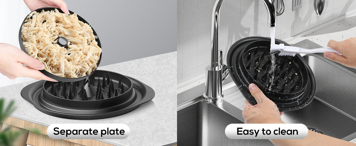 Red Chicken Shredder Machine with Transparent Lid & Brush - Manual Meat Chopper and Pulverizer for Cooked Chicken and Pet Food