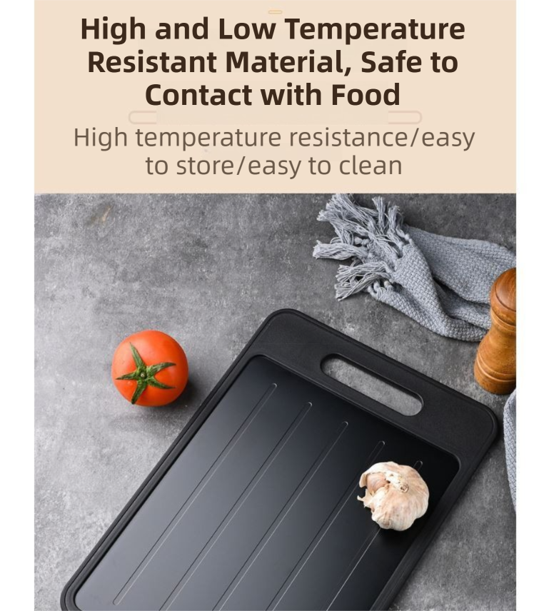 Black-Green Aluminum Fast Thawing Dual-Sided Cutting Board(31x21CM) - Multifunctional Kitchen Tool with Garlic Grinder and Knife Sharpener