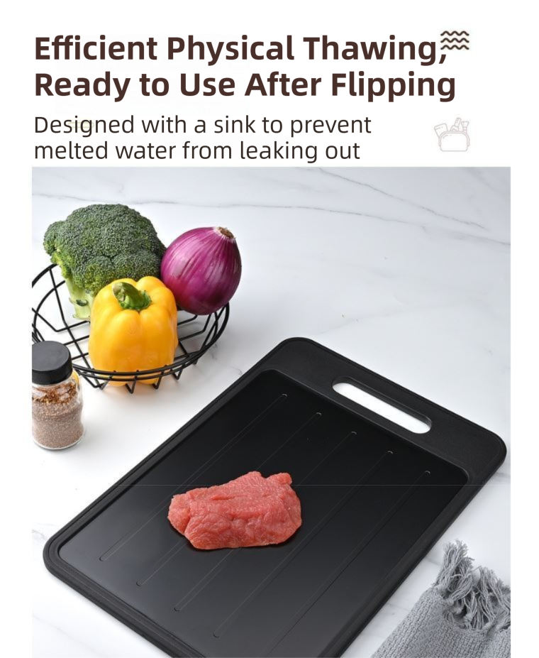 Black Aluminum Alloy Fast Thawing Dual-Sided Cutting Board(36.5x25CM) - Multifunctional Kitchen Tool with Garlic Grinder and Knife Sharpener