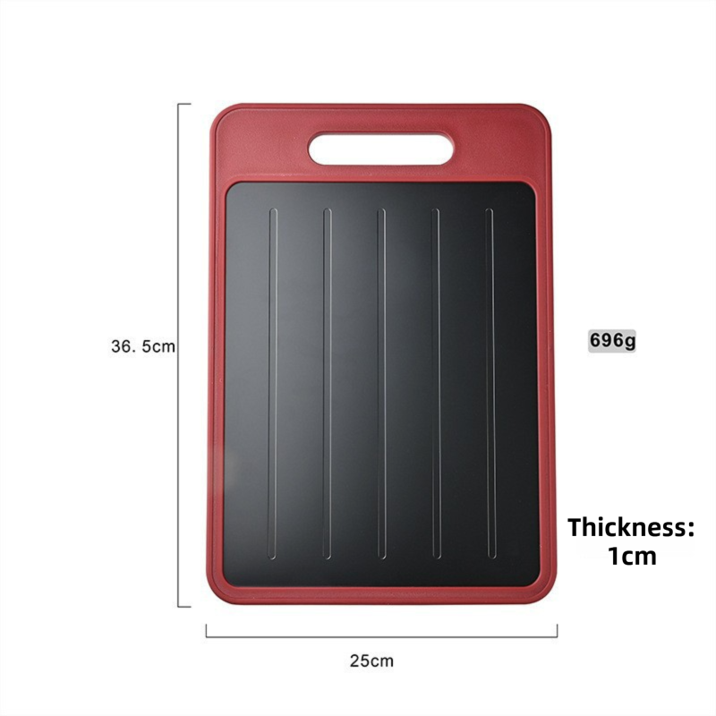 Red Aluminum Alloy Fast Thawing Dual-Sided Cutting Board(36.5x25CM) - Multifunctional Kitchen Tool with Garlic Grinder and Knife Sharpener
