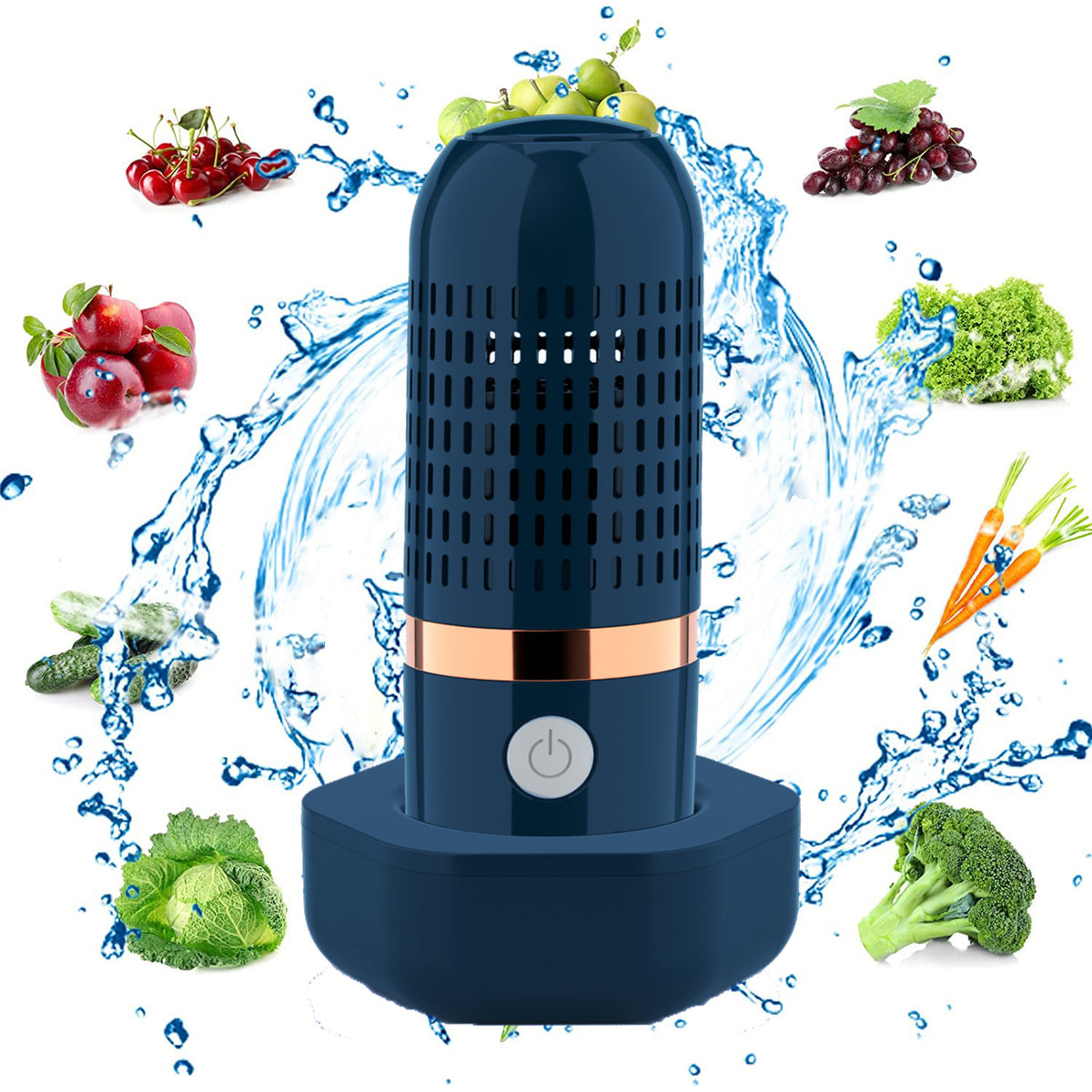 Blue Wireless Capsule Fruit and Vegetable Purifier(16x5.4CM) - Portable Food Disinfection &amp; Sterilization Cleaner, 99.9% Bacteria Removal