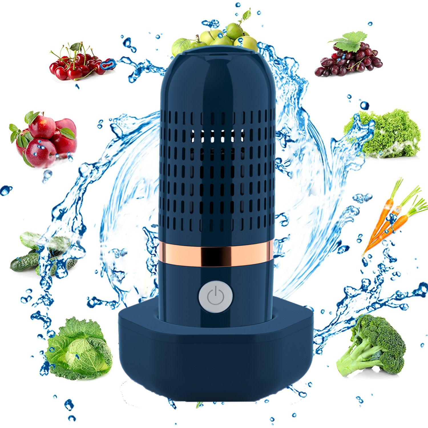 Blue Wireless Capsule Fruit and Vegetable Purifier(16x5.4CM) - Portable Food Disinfection & Sterilization Cleaner, 99.9% Bacteria Removal