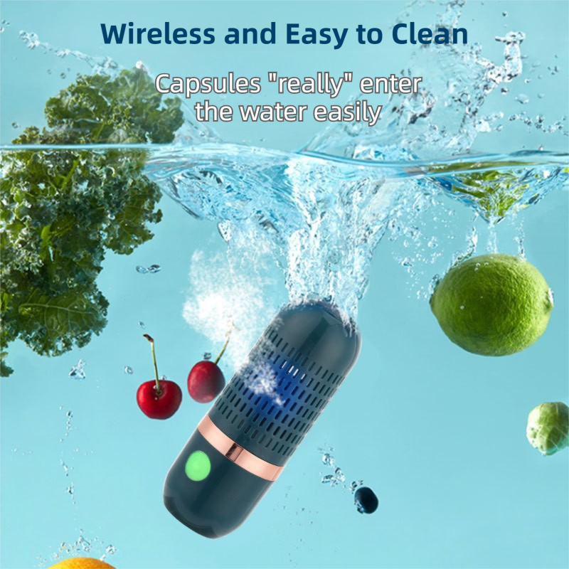 Blue Wireless Capsule Fruit and Vegetable Purifier(16x5.4CM) - Portable Food Disinfection & Sterilization Cleaner, 99.9% Bacteria Removal
