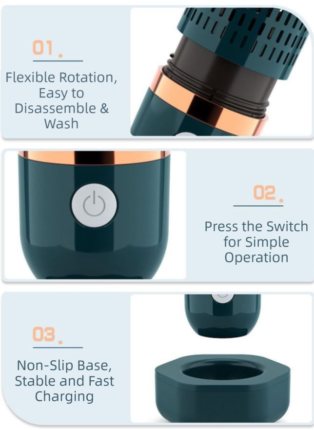 Green Wireless Capsule Fruit and Vegetable Purifier(16x5.4CM) - Portable Food Disinfection & Sterilization Cleaner, 99.9% Bacteria Removal