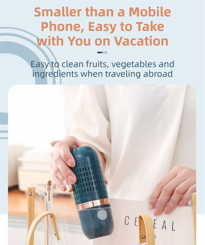 Green Wireless Capsule Fruit and Vegetable Purifier(16x5.4CM) - Portable Food Disinfection & Sterilization Cleaner, 99.9% Bacteria Removal
