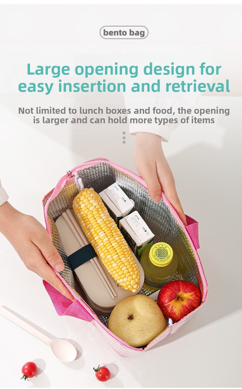 2-Pack Pink Dopamine Color Block Insulated Lunch Bag - Large Capacity Portable Cooler with Thickened Aluminum Foil Liner for Office Camping Picnic