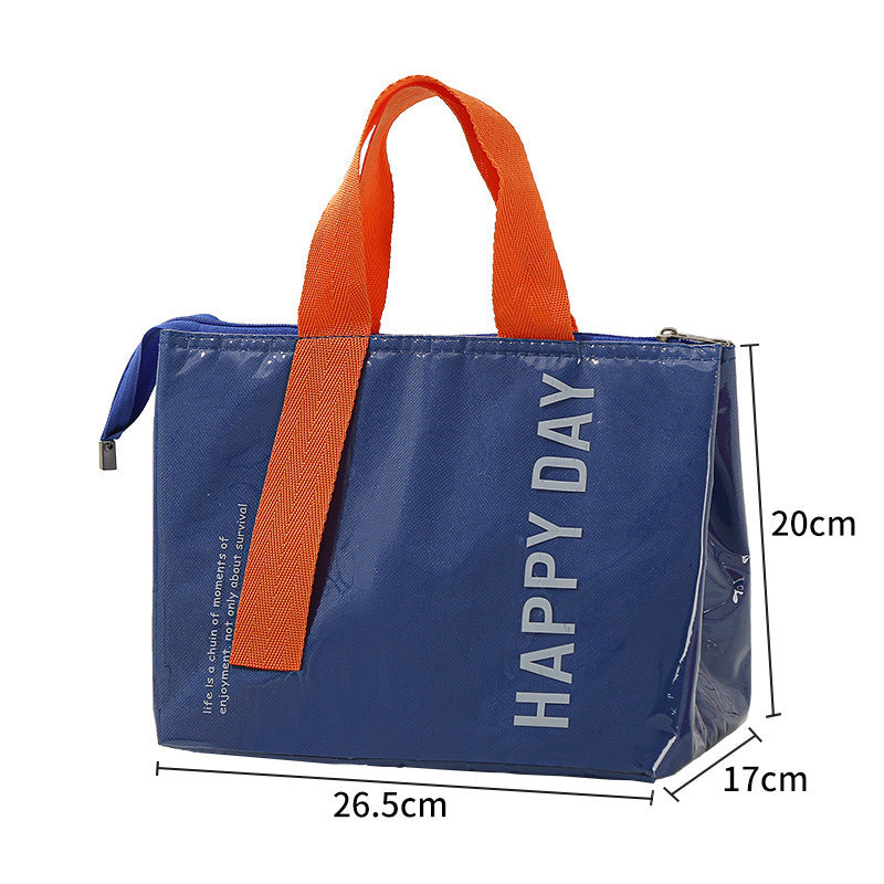 2-Pack Blue Dopamine Color Block Insulated Lunch Bag - Large Capacity Portable Cooler with Thickened Aluminum Foil Liner for Office Camping Picnic