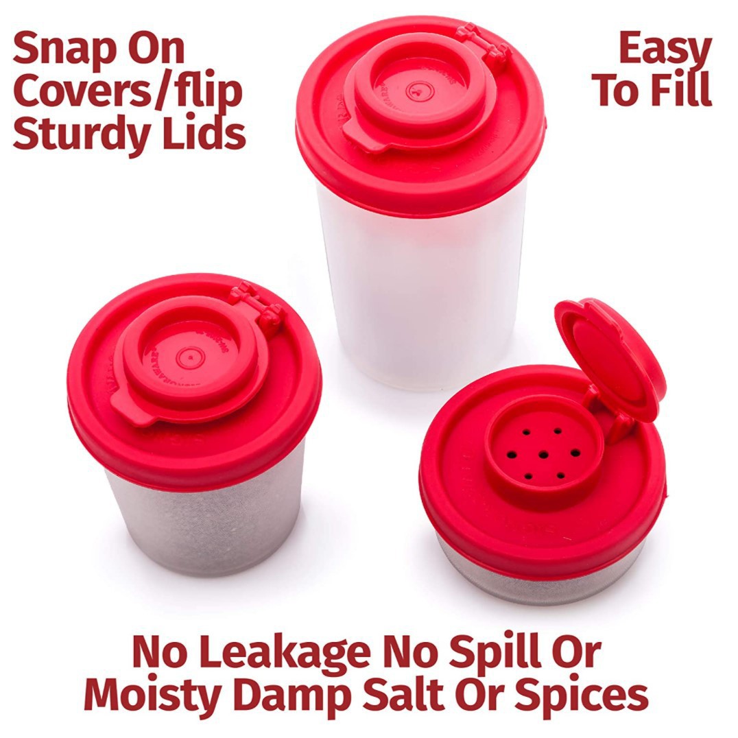 3-Pack Mini Compact Spice Shaker Set(Medium Size) - Transparent Salt and Pepper Dispensers for Camping, Picnic & Outdoor Grilling