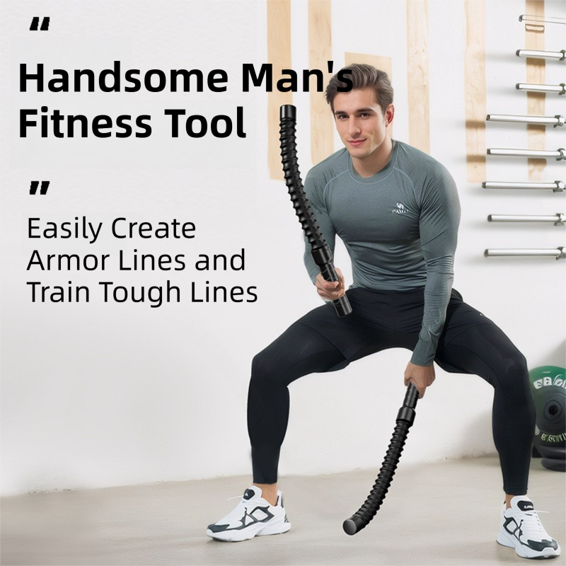 1-Pair Black Cordless Battle Ropes for Strength and Conditioning Training - Professional Muscle Power Workout System