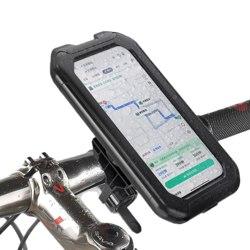 Black Bicycle Waterproof Phone Holder - Handlebar Mount with Sensitive Touch Screen, Anti-Drop &amp; 360° Rotation Case for Navigation (Up to 7-inch Phones)