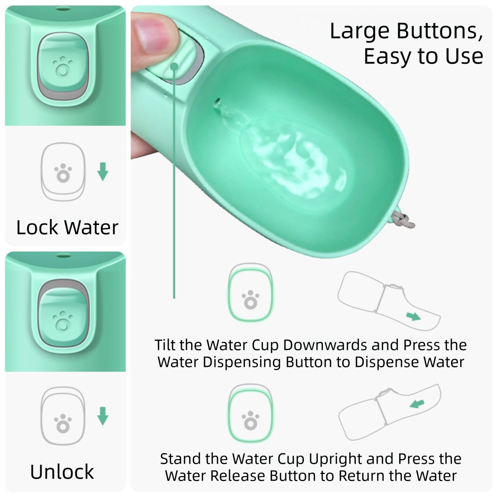 Pink Portable Dog Water Bottle and Drink Feeder - 550ml Pet Travel Water Cup for Walking, Hiking & Outdoor Use (High-Temperature Resistant)