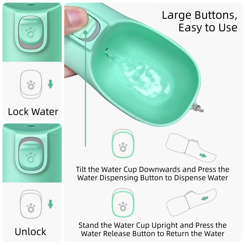 Pink Portable Dog Water Bottle and Drink Feeder - 550ml Pet Travel Water Cup for Walking, Hiking & Outdoor Use (High-Temperature Resistant)